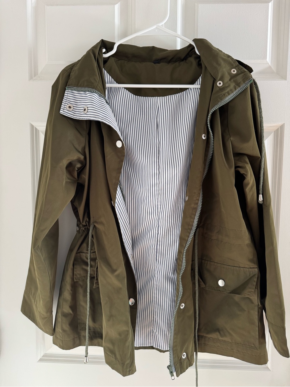 Olive Green Hooded Rain Jacket